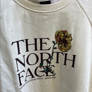 The North Face White Sweatshirt with Yellow Floral Graphic